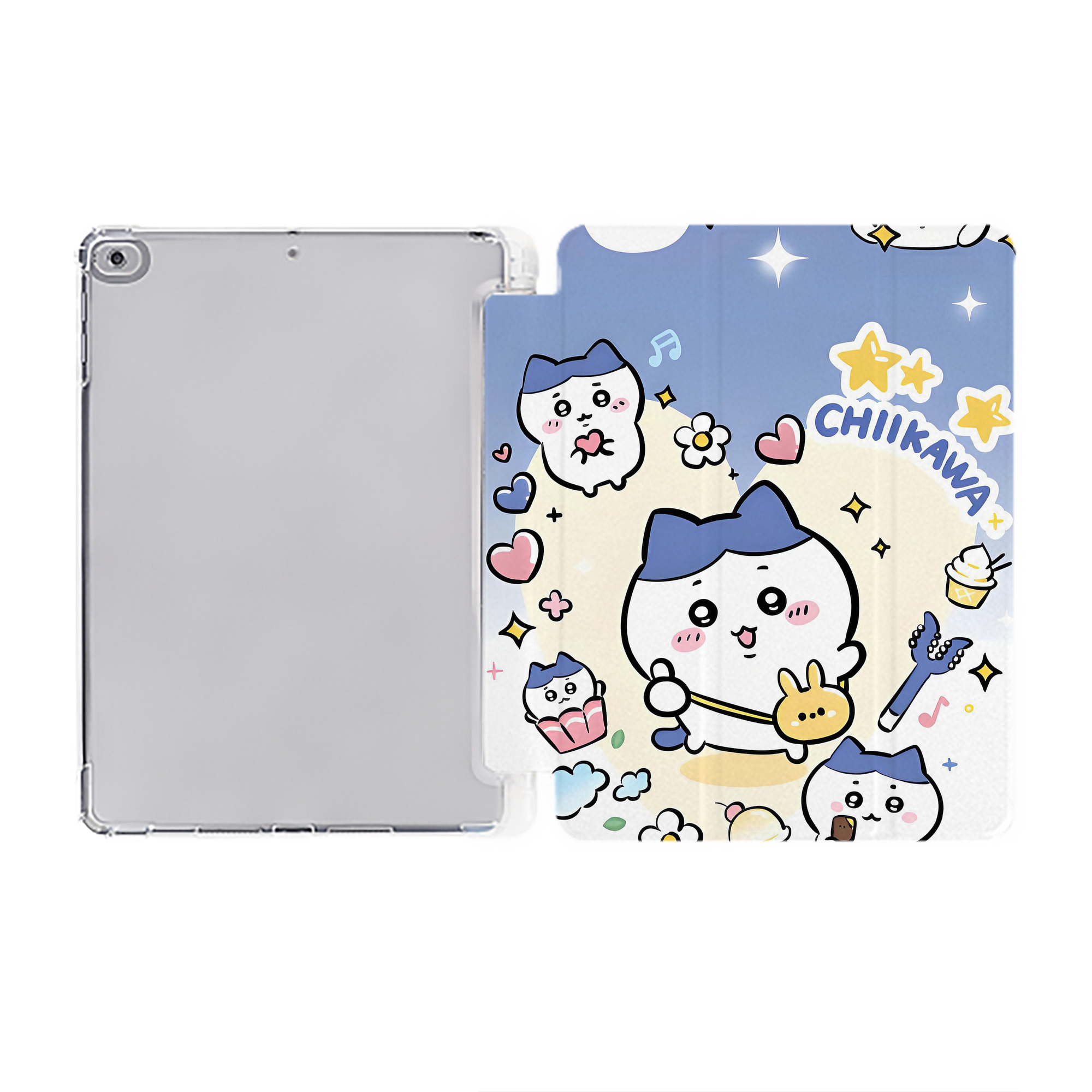 （画像用） ちいかわ Chii-kawa IPad ケース ペン収納付き 三つ折りスタンド PUレザー×シリコン 対応機種9.5/10.5/10.9インチ